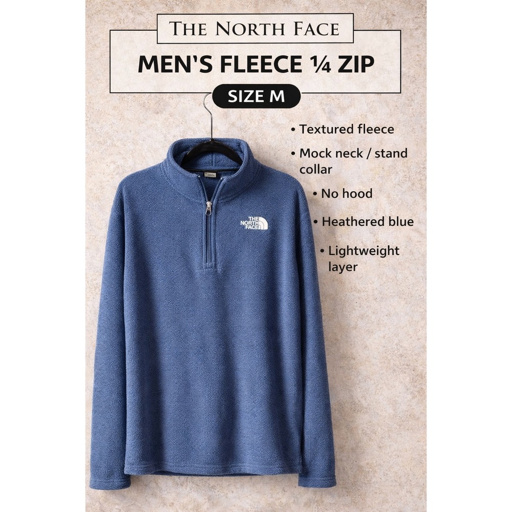 The North Face Mens Pullover Fleece Jacket Blue Heathered‎ Size Medium